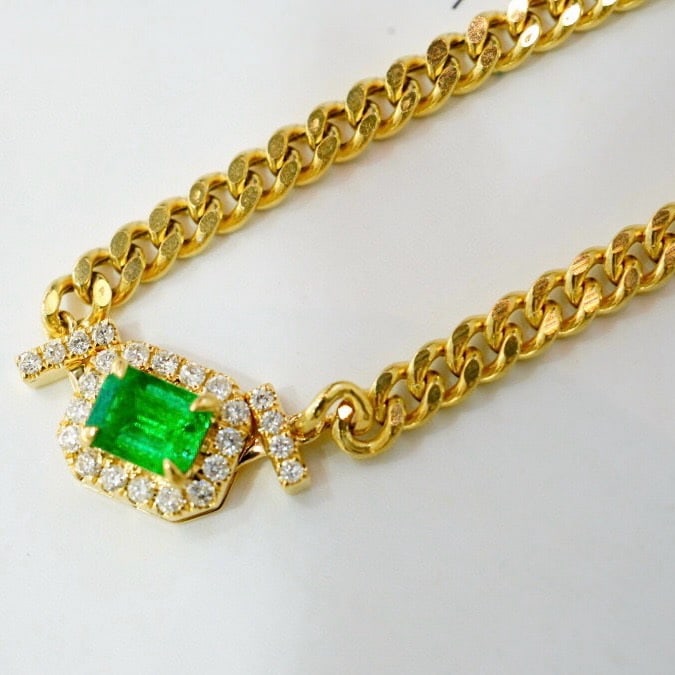 14K GOLD 0.34 CT NATURAL EMERALD BRACELET (1 of 2)