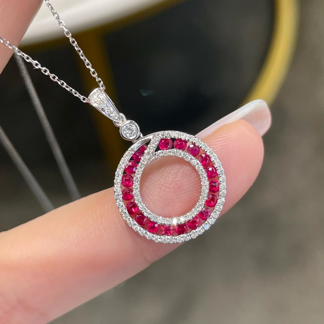 14K GOLD 0.5 CT VIVID RED NATURAL RUBY & DIAMOND PENDANT (1 of 7)