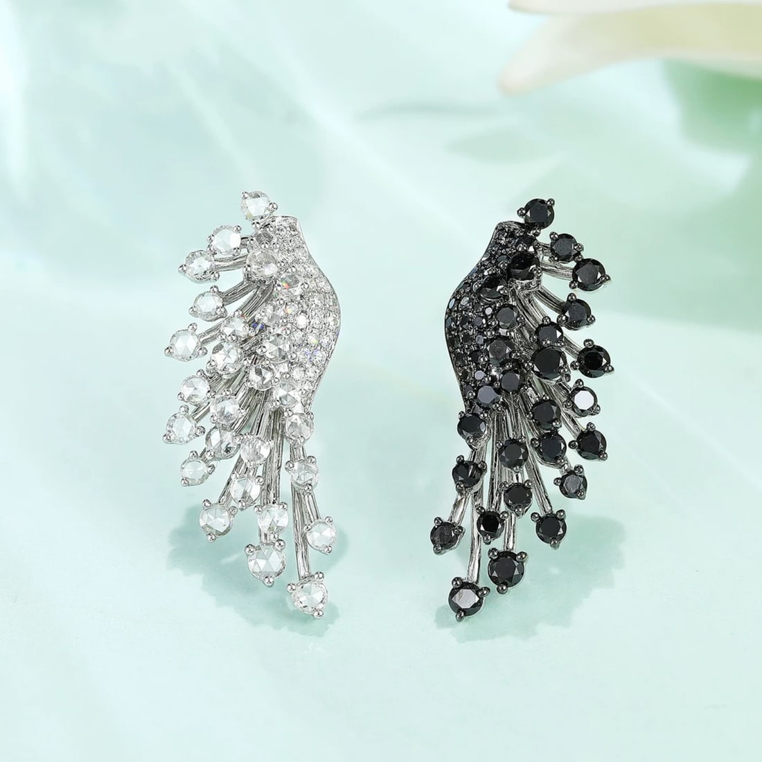 14K GOLD 1.2 CT NATURAL BLACK DIAMOND EARRINGS (1 of 4)