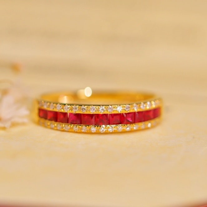 14K GOLD 0.80 CT VIVID RED NATURAL RUBY & DIAMOND RING (1 of 10)