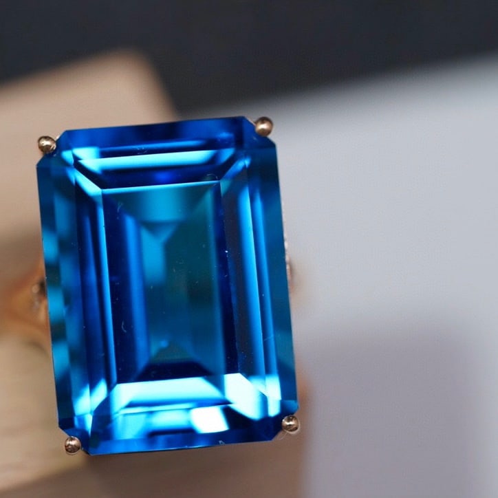 14K GOLD 26.66 CTW NATURAL TOPAZ & DIAMOND RING (1 of 8)