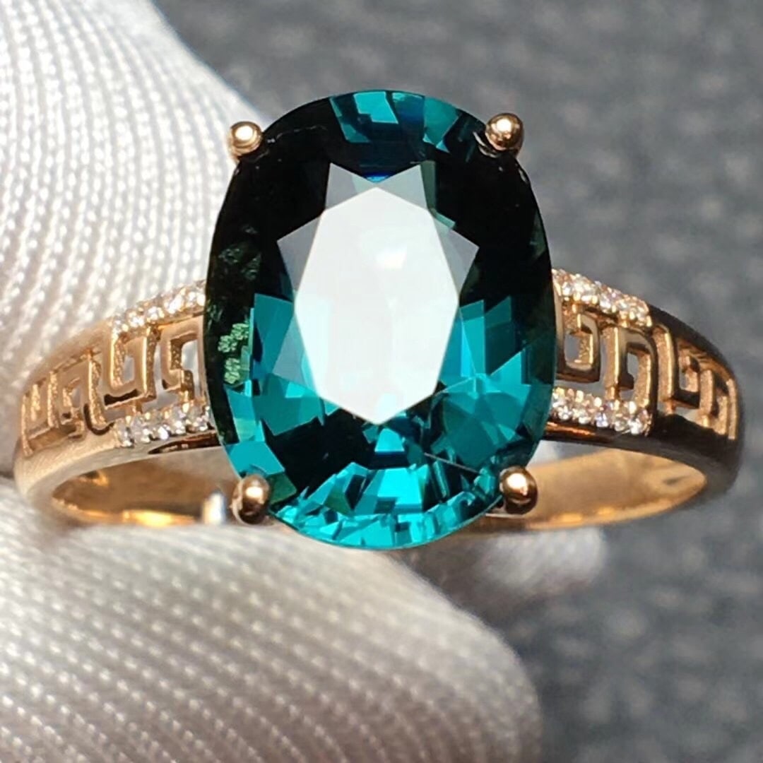 14K GOLD 2.92 CT NATURAL TOURMALINE & DIAMOND RING (1 of 7)