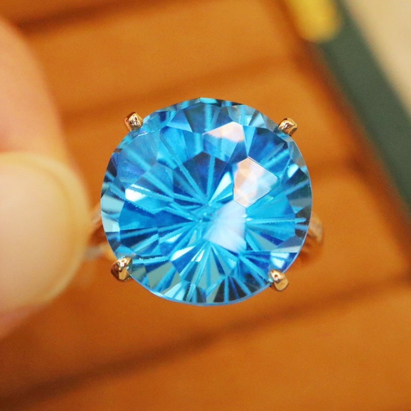 14K GOLD 12.78 CTW NATURAL TOPAZ & DIAMOND RING (1 of 7)