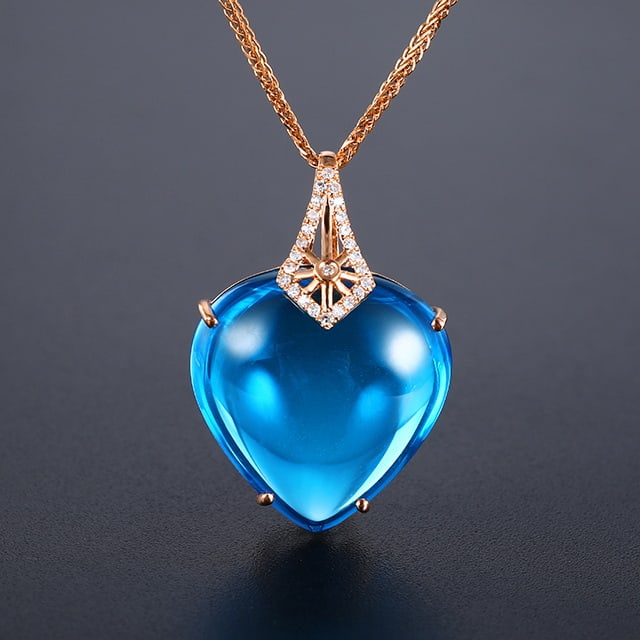 14K GOLD 21.69 CTW NATURAL TOPAZ & DIAMOND PENDANT (1 of 6)