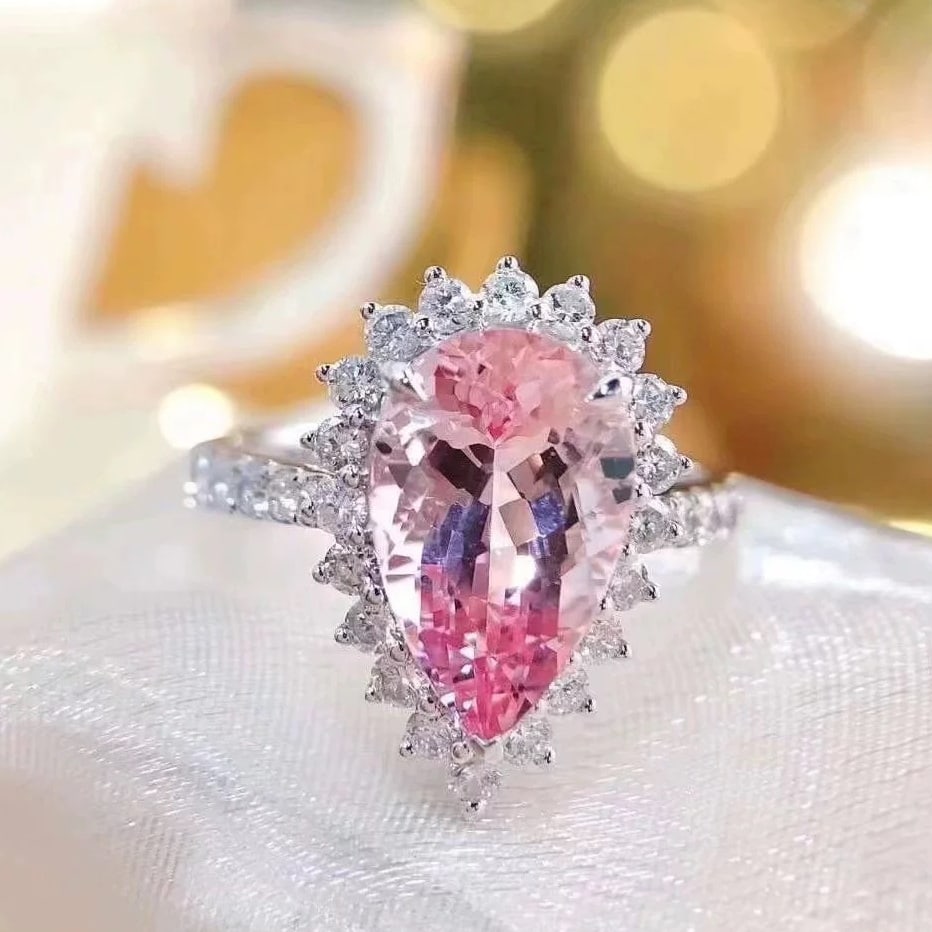 14K GOLD 3.17 CTW NATURAL MORGANITE & DIAMOND & COCKTAIL RING (1 of 6)