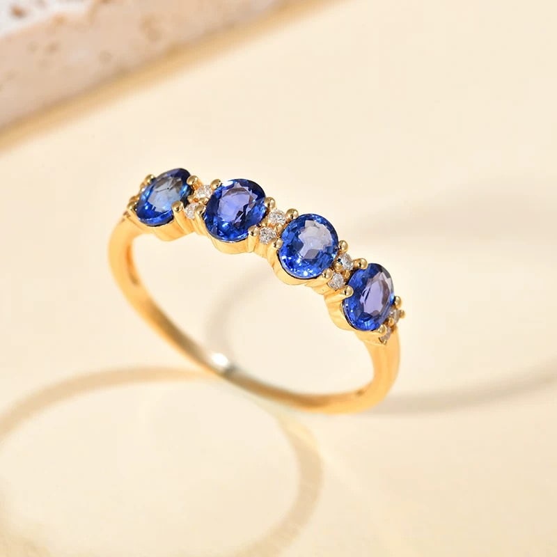 14K GOLD 1.45 CT NATURAL SAPPHIRE & DIAMOND RING (1 of 5)