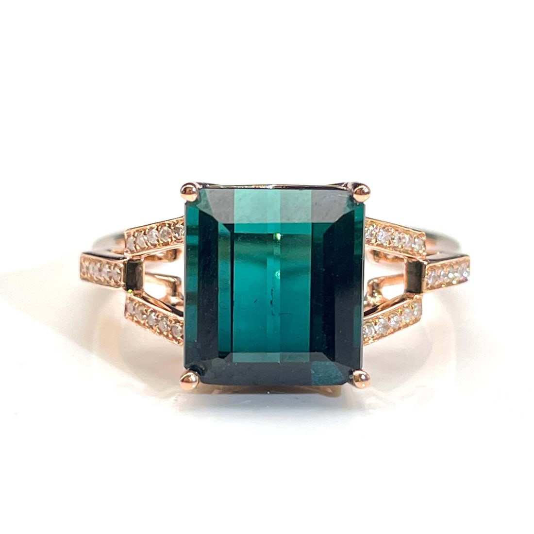 14K ROSE GOLD 5.5 CT NATURAL TOURMALINE & DIAMOND RING (1 of 9)