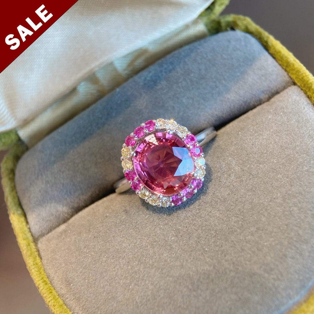 14K GOLD 3.35 CTW NATURAL TOURMALINE & DIAMOND & SOLITAIRE RING: Ref:230797230 Gold Content:14K Gold Ring Size:7.25US Main Gemstone:Tourmaline Shape:Oval Carat Weight:3.16ct Color:Pink Treatment:Natural Adjacent Gemstone 2 : Diamond Shape:Round Carat Weight