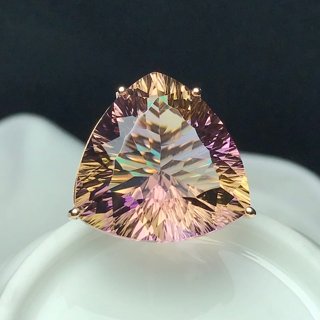 14K GOLD 21.62 CT NATURAL AMETRINE  & DIAMOND RING (1 of 8)