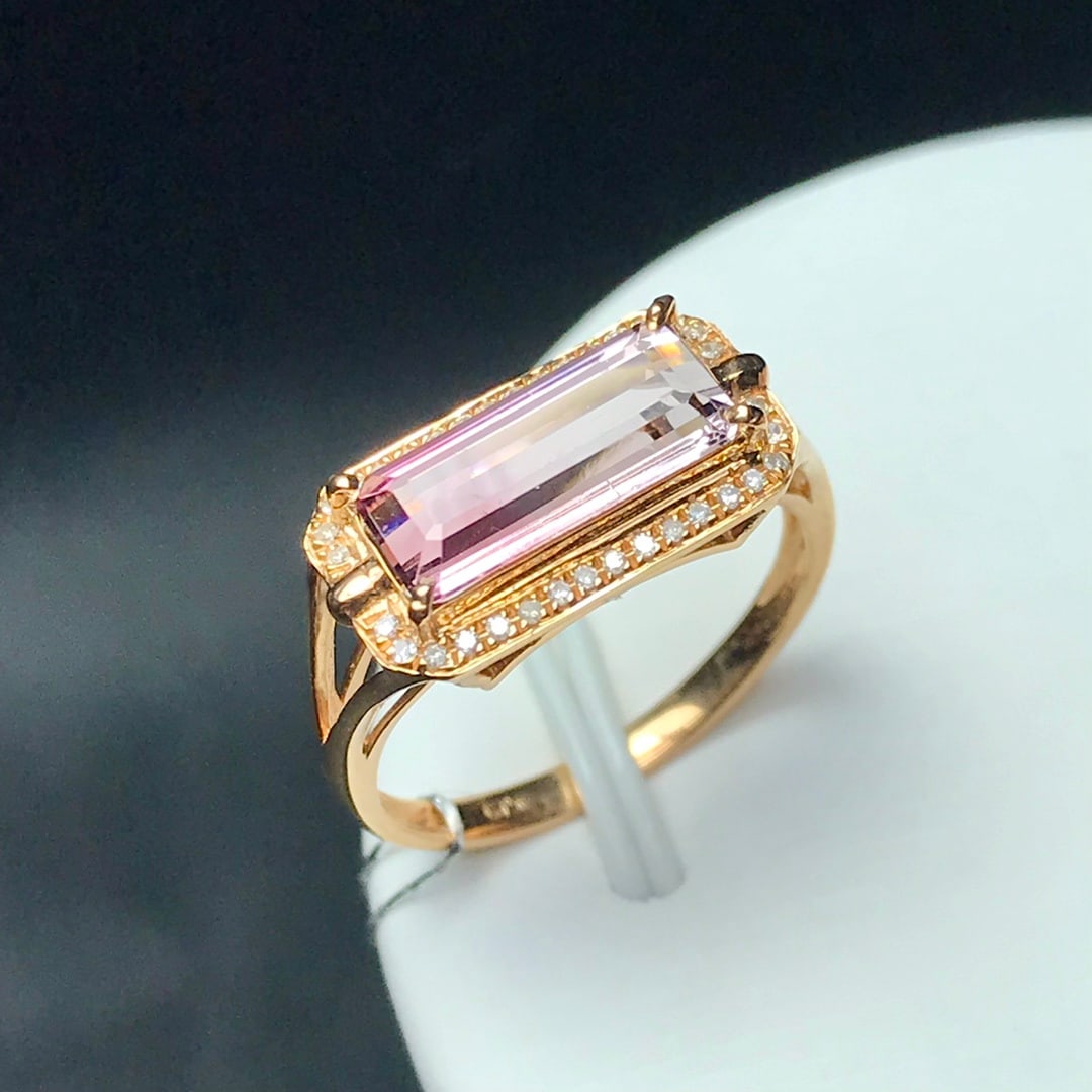 14K GOLD 2.26 CT NATURAL TOURMALINE & DIAMOND & SOLITAIRE RING (1 of 5)