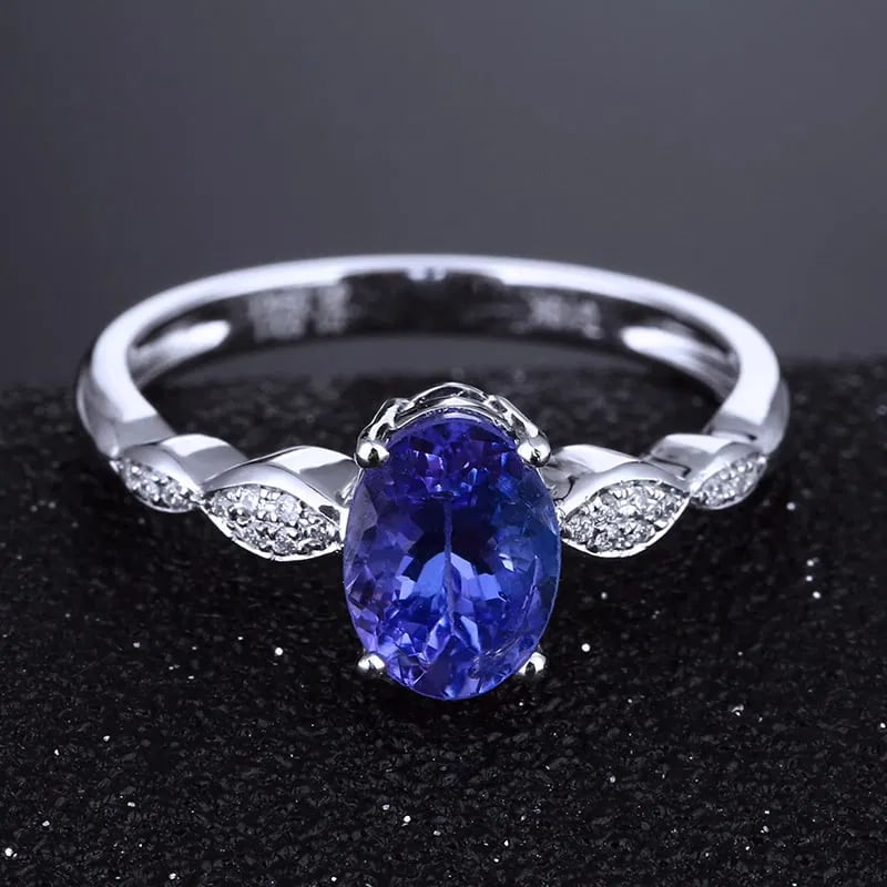 14K GOLD 1.55 CTW NATURAL TANZANITE & DIAMOND RING (1 of 5)