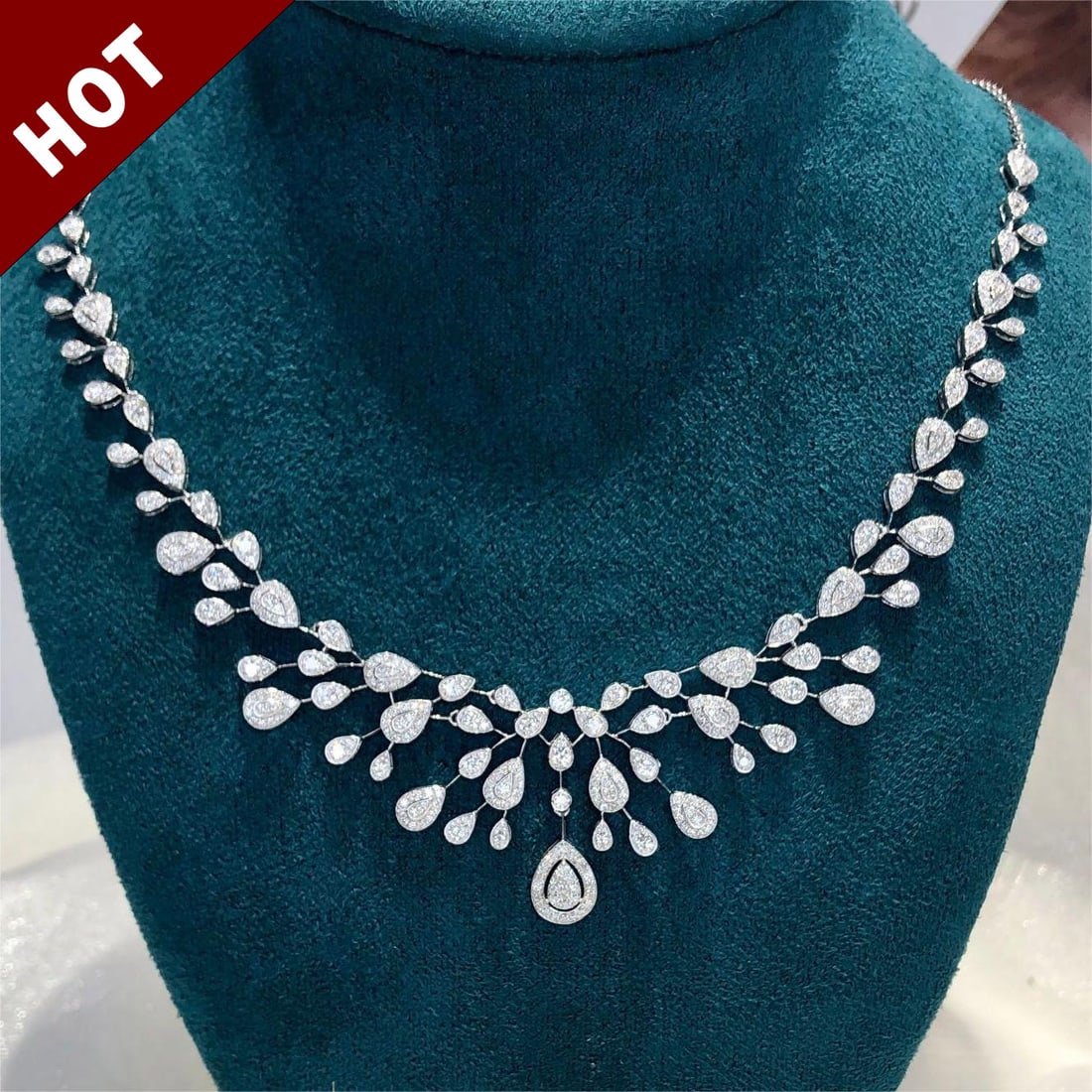 14K GOLD 3.57 CT NATURAL H DIAMOND NECKLACE (1 of 7)