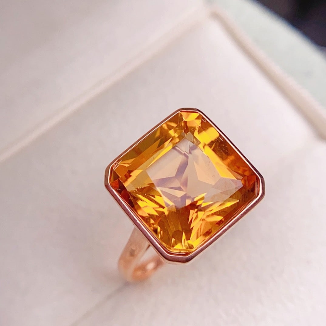 14K GOLD 7.95 CT NATURAL CITRINE & DIAMOND RING (1 of 7)