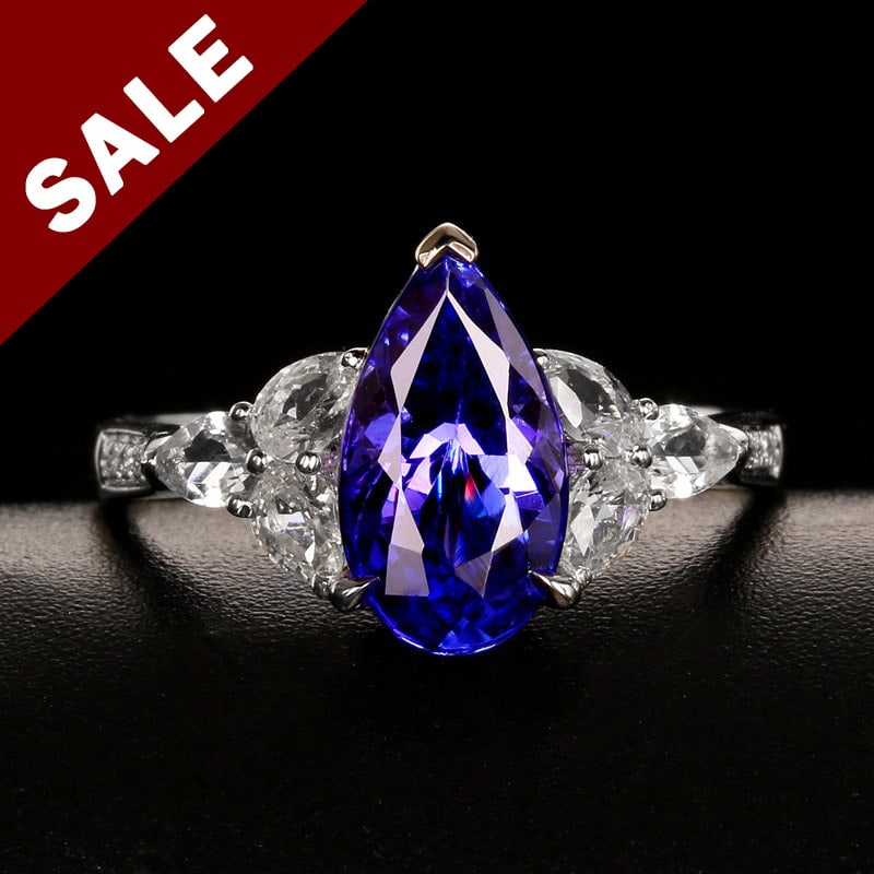 14K GOLD 2.12 CTW NATURAL TANZANITE & DIAMOND RING (1 of 5)