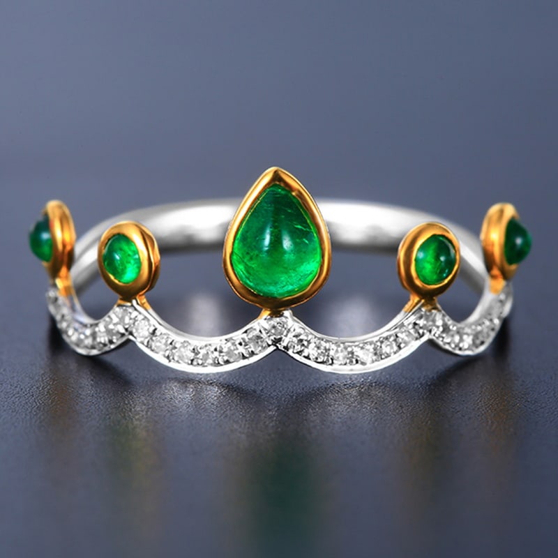 14K GOLD 0.5 CT NATURAL EMERALD & DIAMOND RING (1 of 4)
