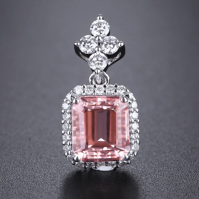 14K GOLD 2.20 CTW NATURAL MORGANITE & DIAMOND PENDANT (1 of 12)