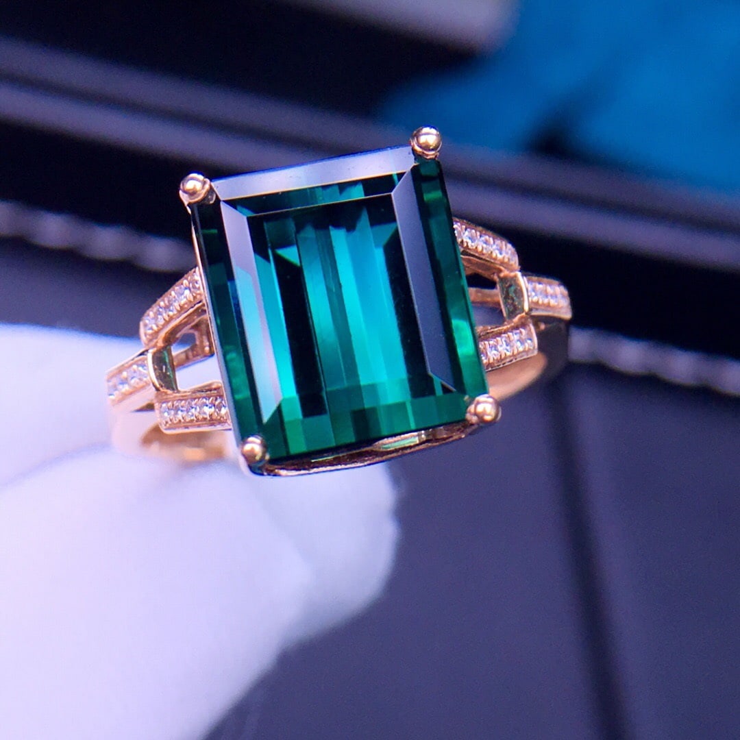 14K GOLD 5.5 CT NATURAL TOURMALINE & DIAMOND RING (1 of 11)