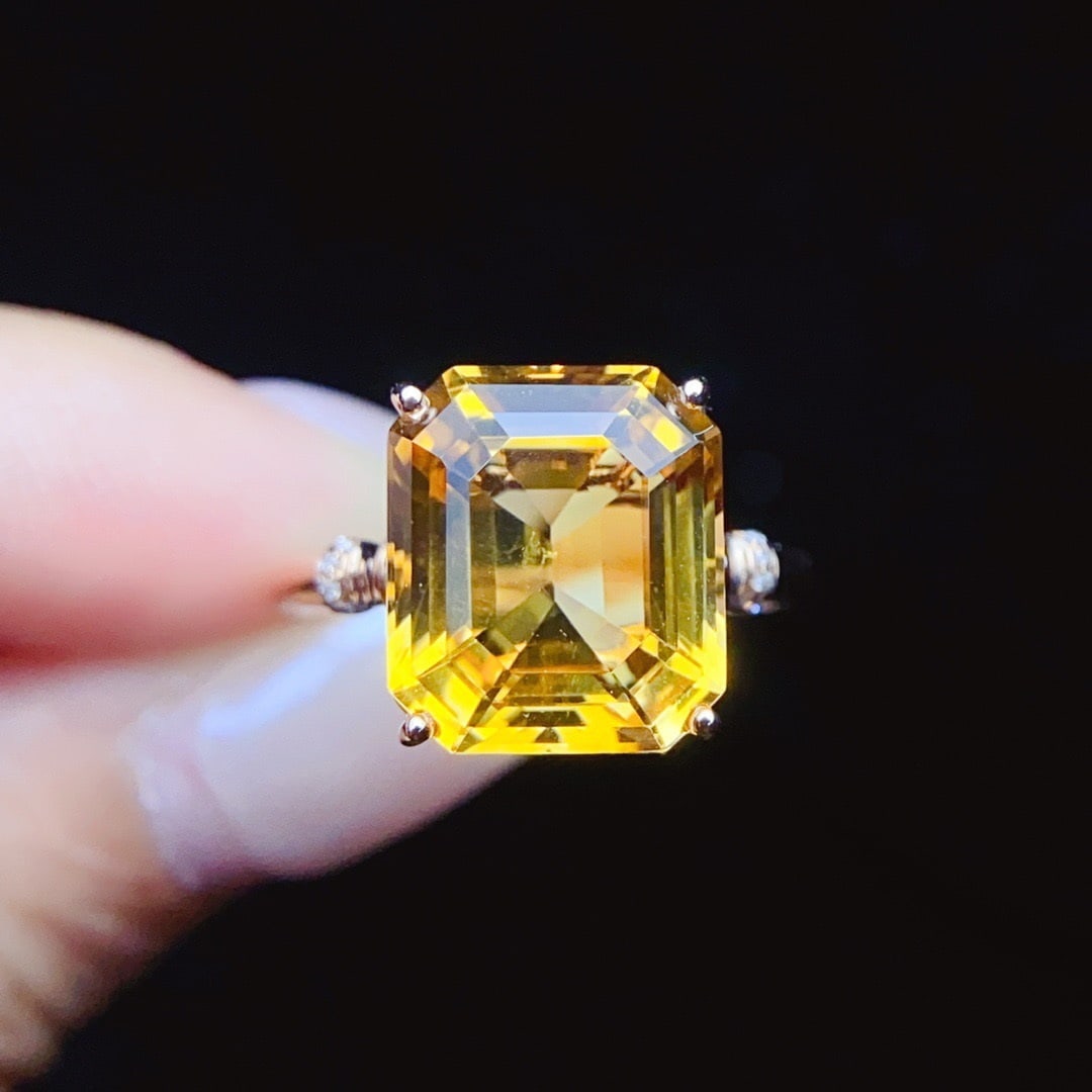 14K GOLD 5.77 CT NATURAL CITRINE & DIAMOND RING (1 of 9)