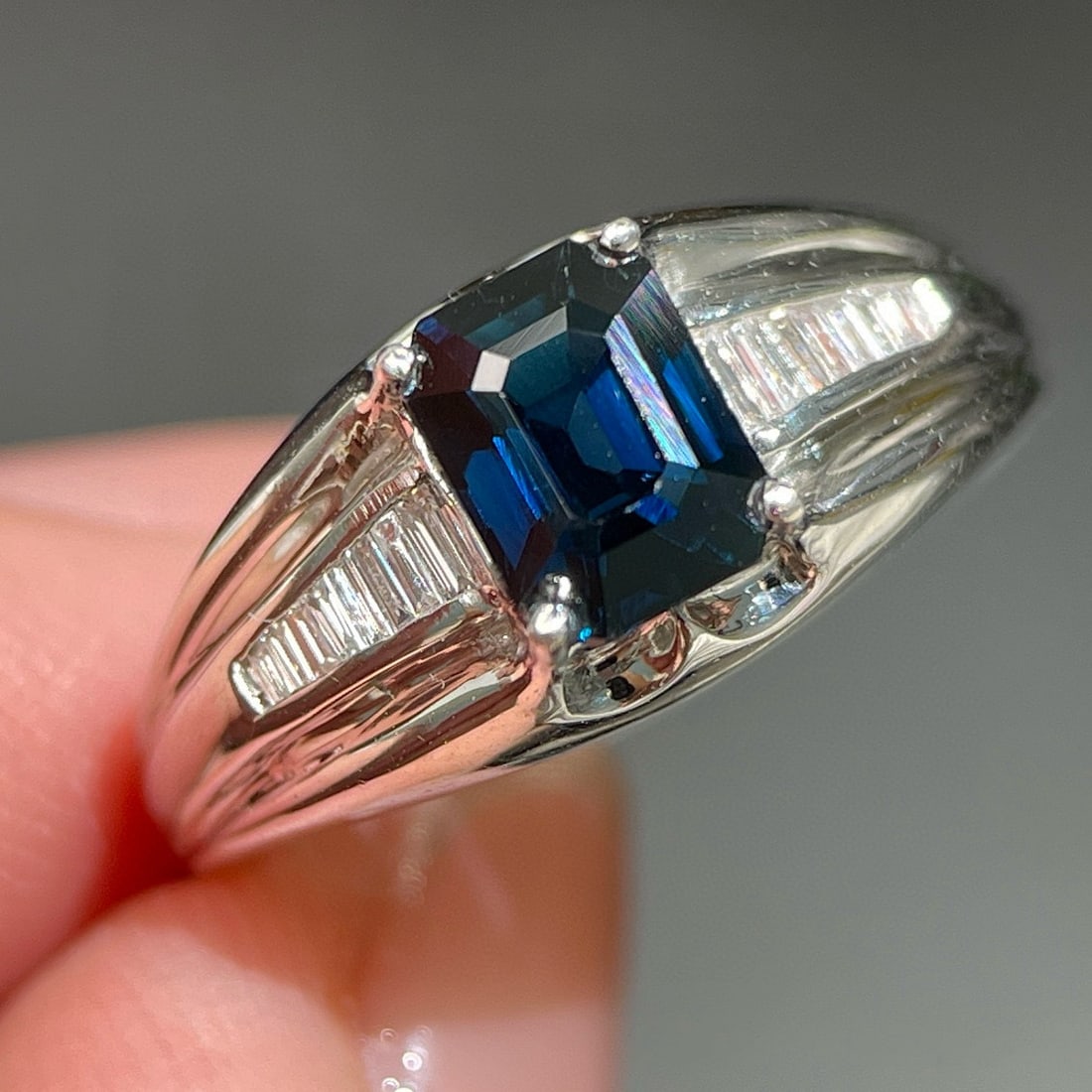 14K GOLD 1.12 CT NATURAL SAPPHIRE & DIAMOND RING (1 of 4)