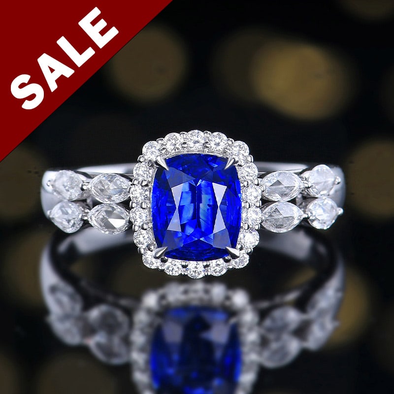 14K GOLD 1.52 CTW NATURAL SAPPHIRE & DIAMOND & COCKTAIL RING (1 of 5)