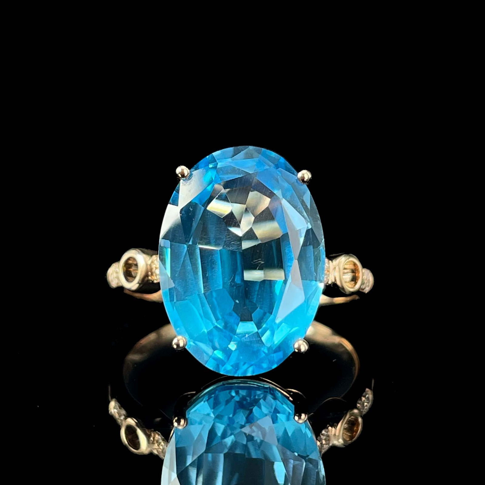 14K GOLD 7.01 CTW NATURAL TOPAZ & DIAMOND RING (1 of 6)