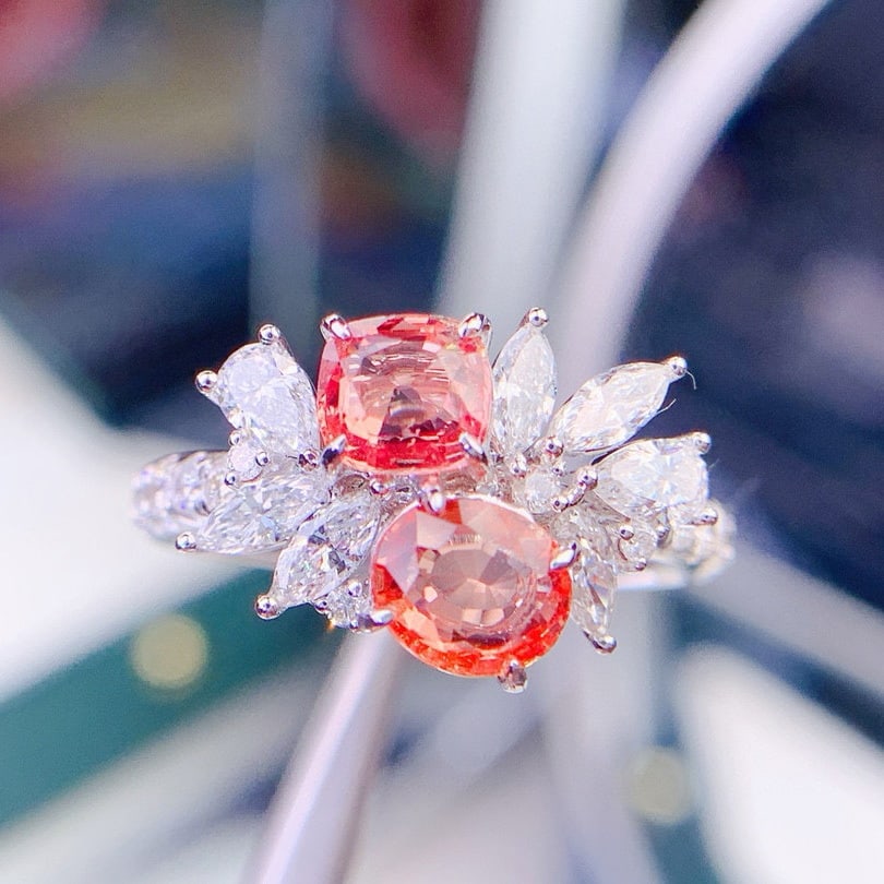 14K GOLD 2.64 CTW NATURAL PADPARADSCHA SAPPHIRE & DIAMOND RING (1 of 7)