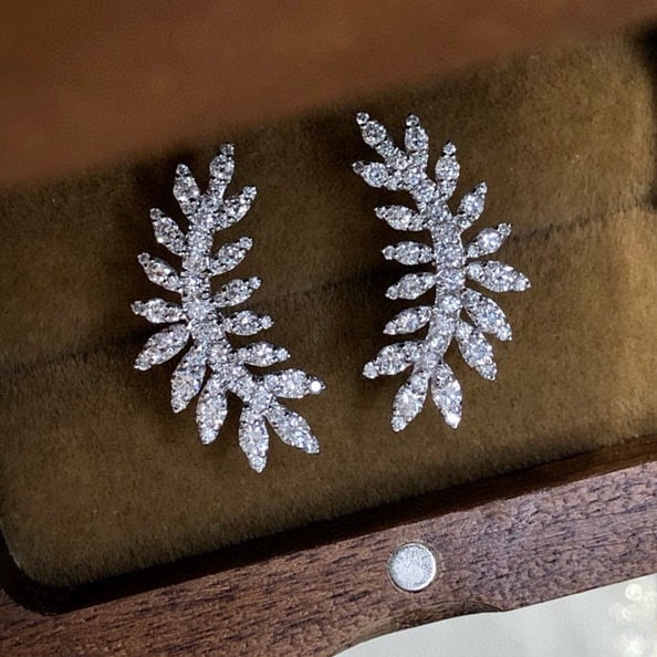 14K GOLD 0.86 CT NATURAL H DIAMOND EARRINGS (1 of 10)