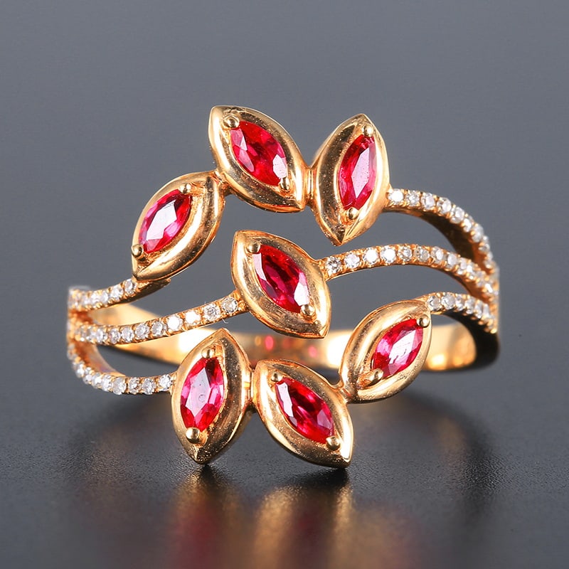 14K GOLD 0.4 CT NATURAL RUBY & DIAMOND RING (1 of 6)