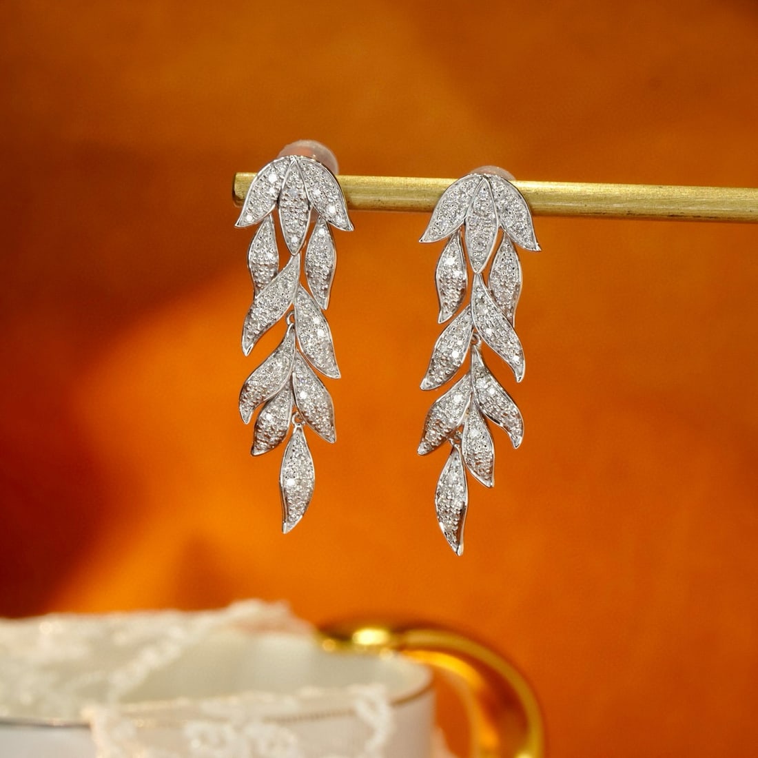 14k Gold 0.74 Ct Natural H Diamond Earrings (1 of 8)