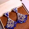 14K GOLD 9.11 CTW NATURAL SAPPHIRE & DIAMOND EARRINGS