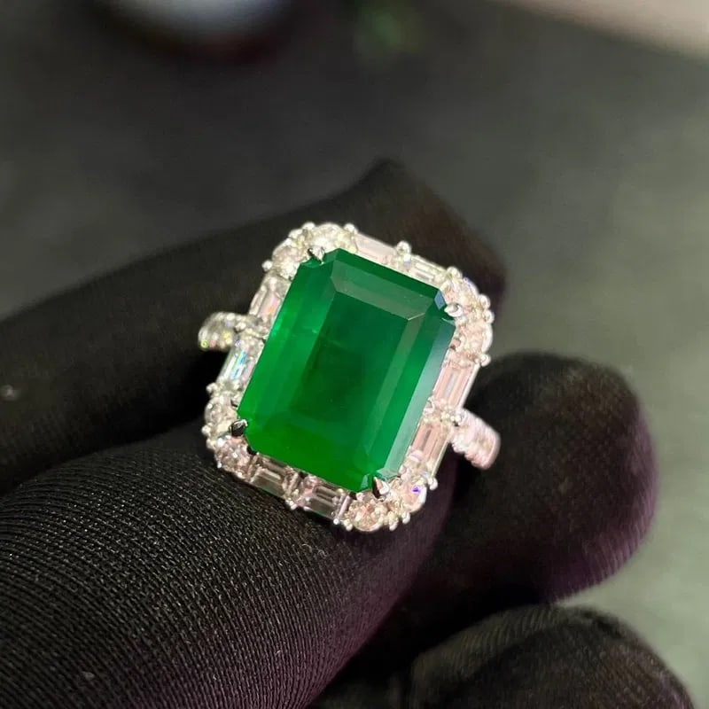 14k Gold 6.56 Ctw Natural Emerald & Diamond Ring (1 of 6)