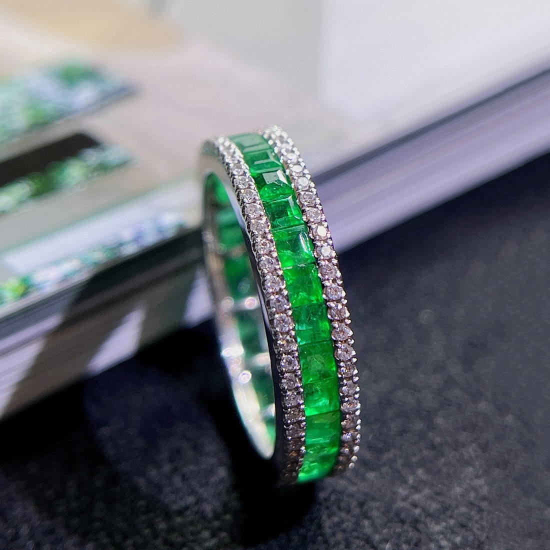 14k Gold 2.30 Ctw Natural Emerald & Diamond Ring (1 of 8)