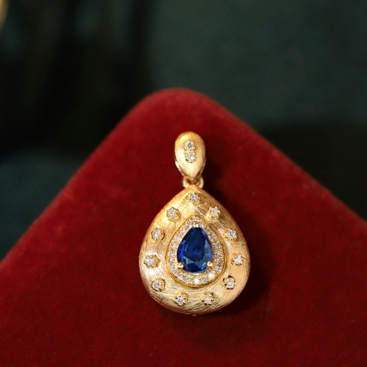 14k Gold 0.48 Ctw Natural Sapphire & Diamond Pendant(without Chain) (1 of 9)