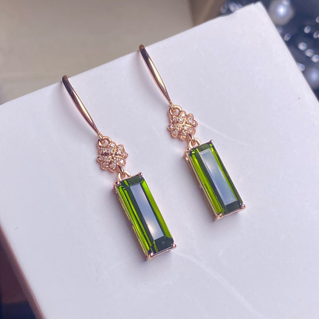 14K GOLD 4.1 CT NATURAL TOURMALINE & DIAMOND EARRINGS (1 of 6)