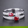 14K GOLD 0.78 CTW VIVID RED NATURAL RUBY & DIAMOND RING