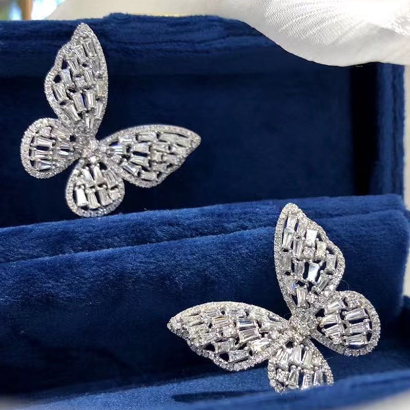 14k Gold 3 Ct Natural H Diamond & Butterfly Earrings (1 of 10)