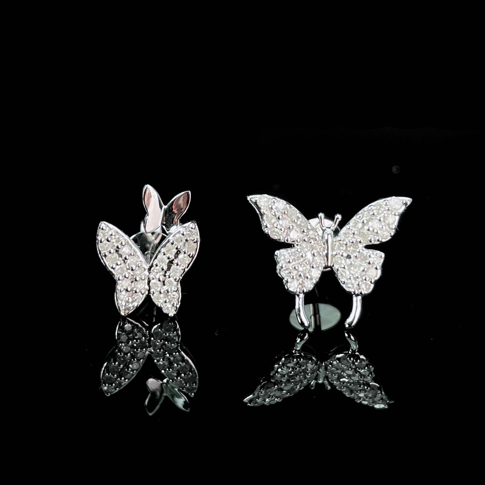 14k Gold 0.24 Ct Natural H Diamond & Butterfly Earrings (1 of 6)