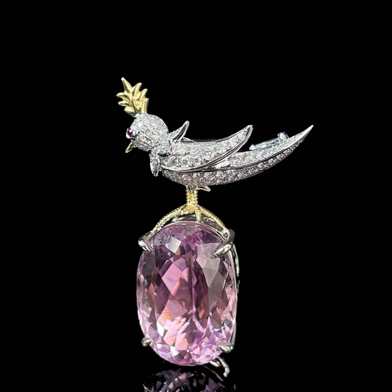 14k Gold 17.35 Ctw Natural Kunzite & Diamond Brooch/pendant( Without Chain ) (1 of 6)