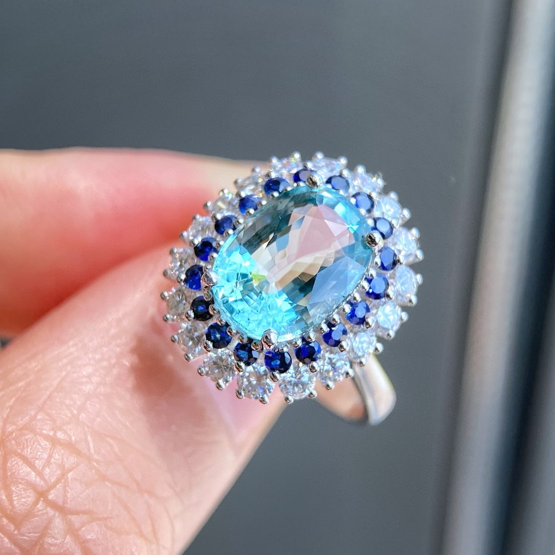 14k Gold 3.34 Ctw Natural Aquamarine & Diamond Ring (1 of 5)