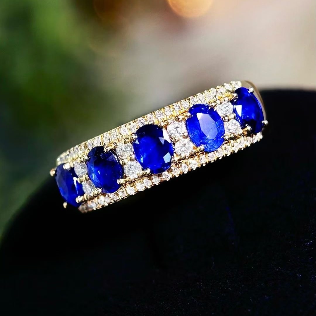 14k Gold 1.2 Ct Natural Sapphire & Diamond Ring (1 of 7)