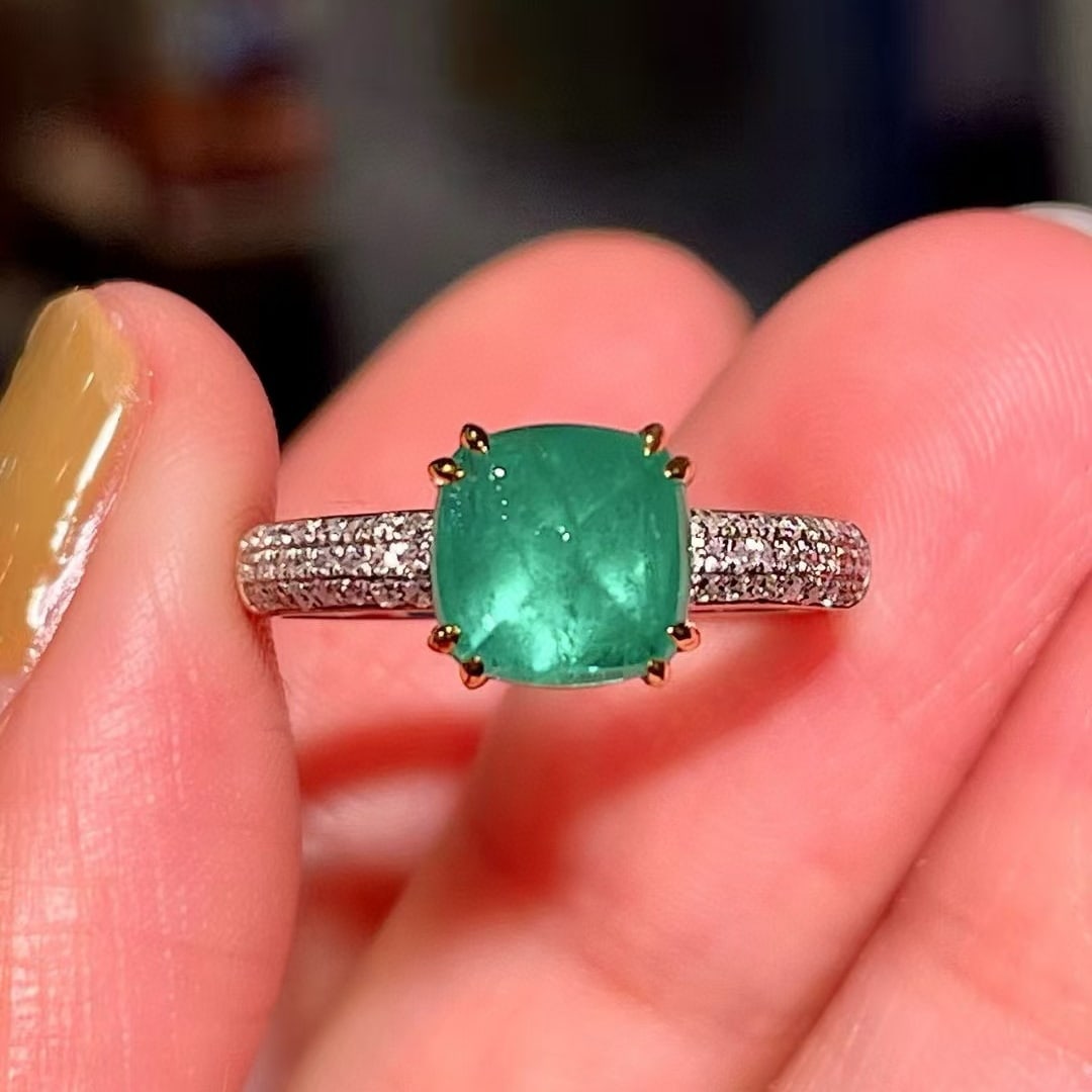 14k Gold 1.89 Ctw Natural Emerald & Diamond Ring (1 of 4)