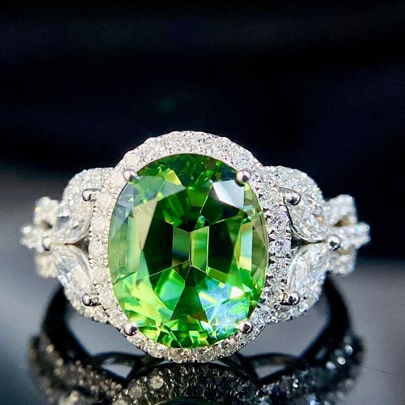 14k Gold 4.59 Ctw Natural Tourmaline & Diamond Ring (1 of 7)