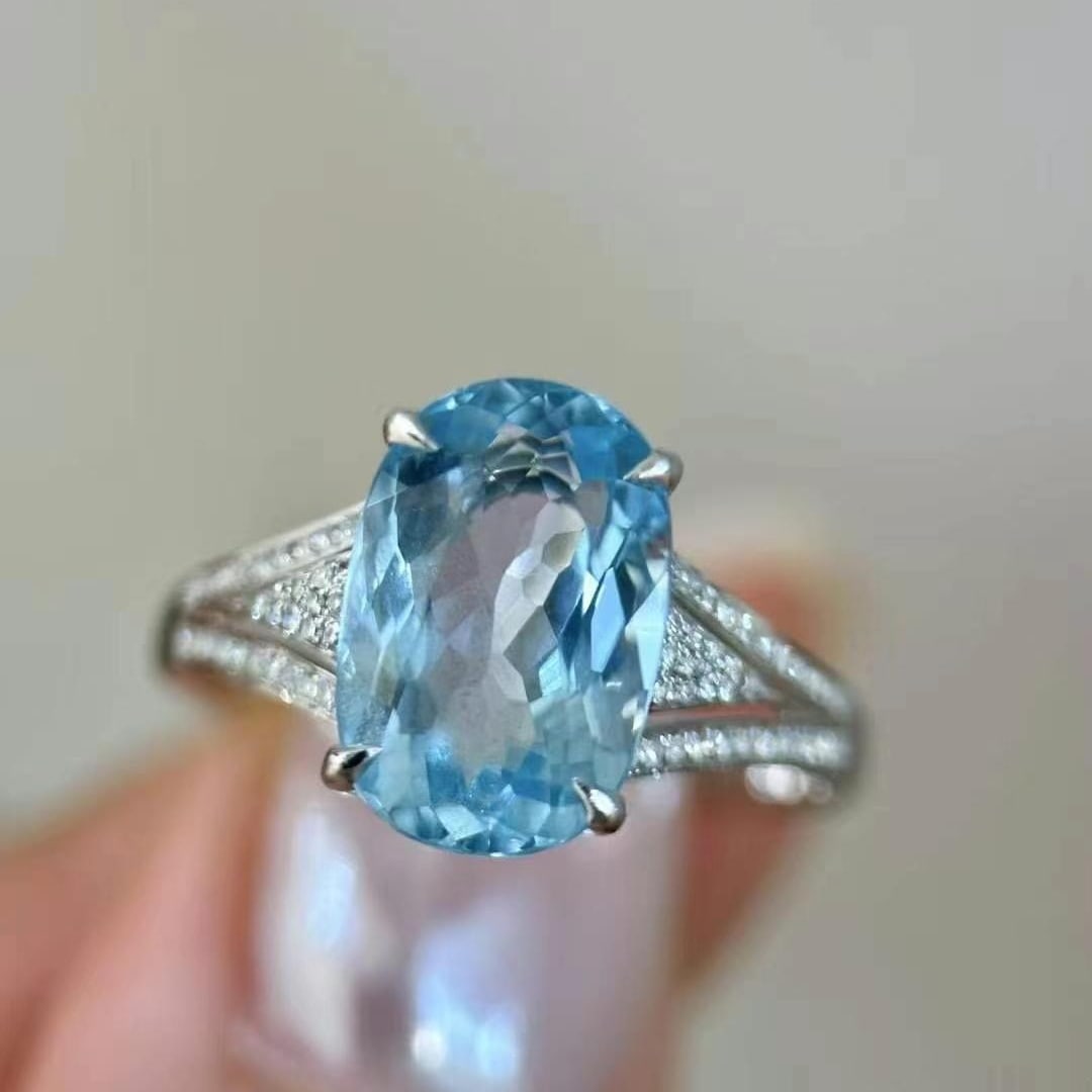 14k Gold 3.3 Ctw Natural Aquamarine & Diamond Ring (1 of 4)
