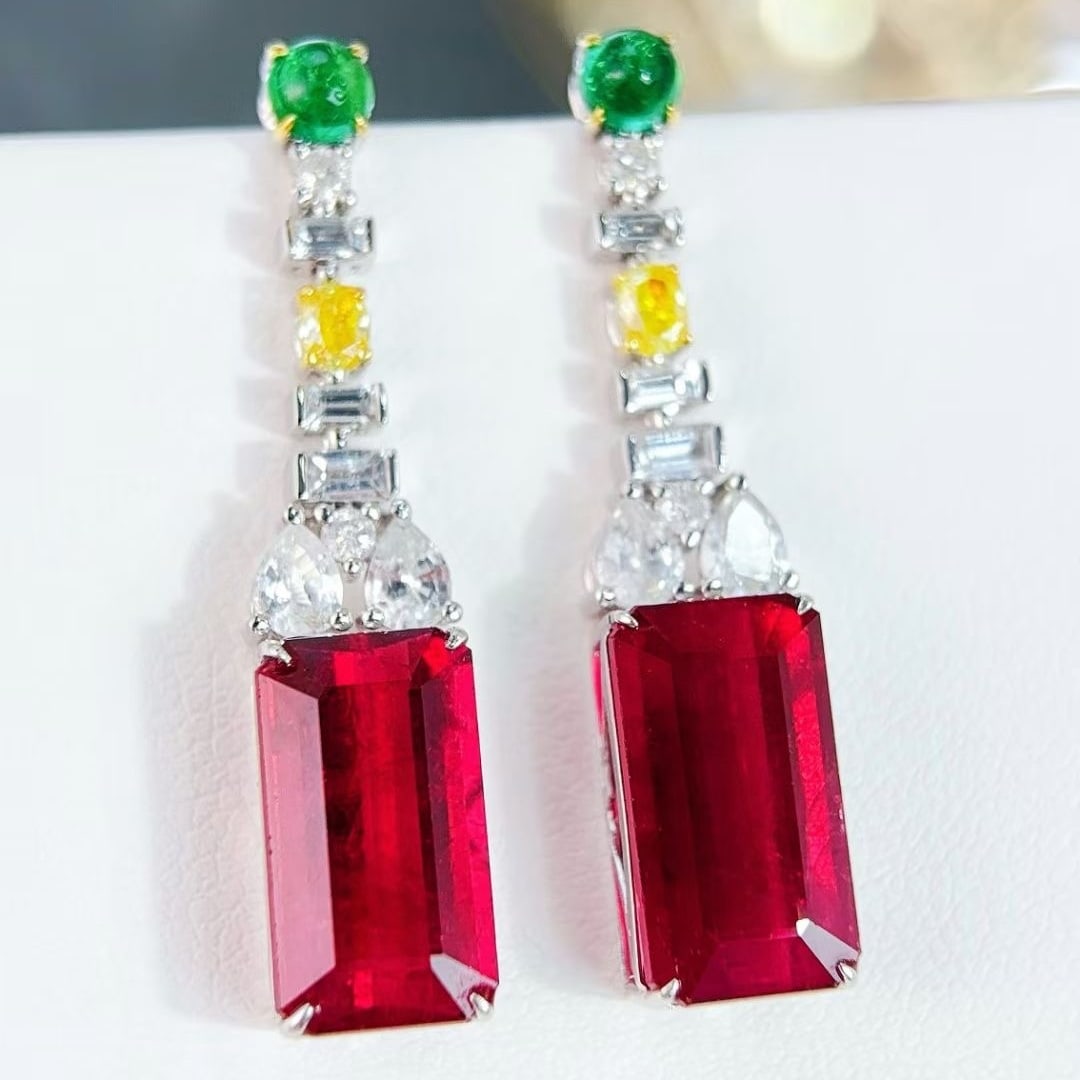 14k Gold 10.1 Ct Natural Tourmaline Earrings (1 of 8)