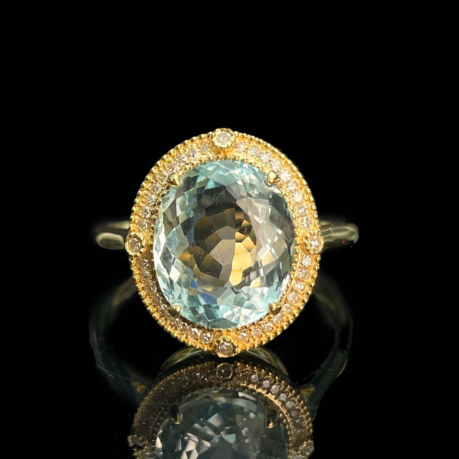 14k Gold 3.60 Ct Natural Aquamarine & Diamond Ring (1 of 6)