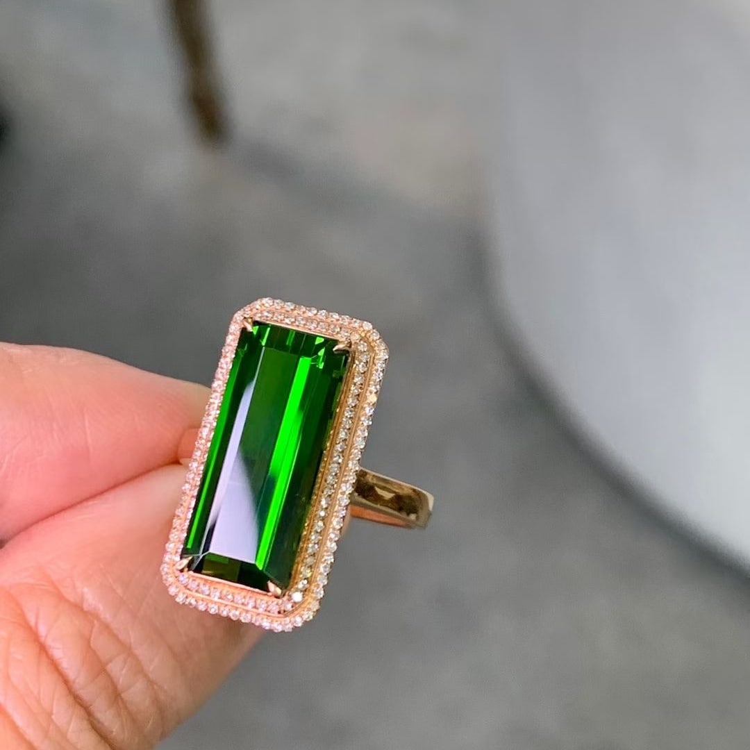 14k Gold 5.96 Ct Natural Tourmaline & Diamond Ring (1 of 6)