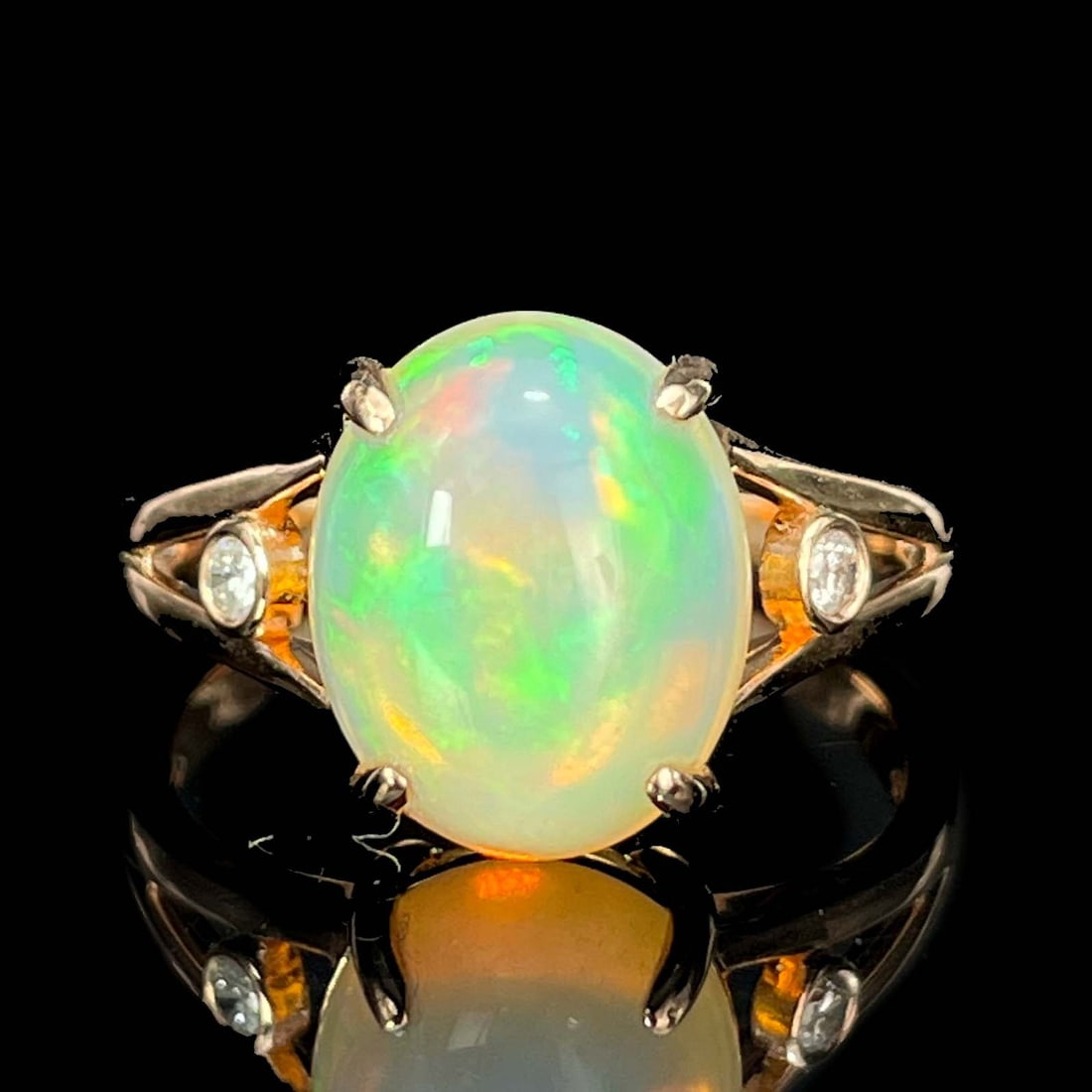 14k Gold 2.89 Ctw Natural Opal & Diamond Ring (1 of 6)