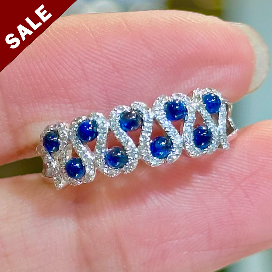 14k Gold 0.85 Ctw Natural Sapphire & Diamond Ring (1 of 8)