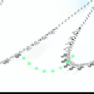 14k Gold 2.77 Ctw Vivid Green Natural Emerald & Diamond Necklace: Ref:230975010 // gold content:14k gold // main gemstone:emerald // shape:heart // carat weight:1. 8ct // color:vivid green // treatment:natural // // adjacent gemstone 2 : diamond // shape:round //