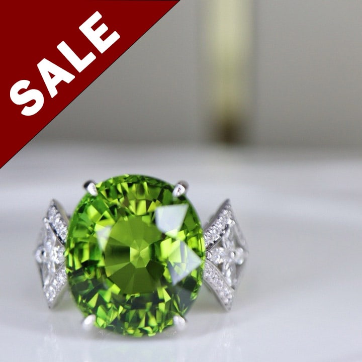 14k Gold 8.89 Ctw Natural Tourmaline & Diamond & Solitaire Ring (1 of 6)